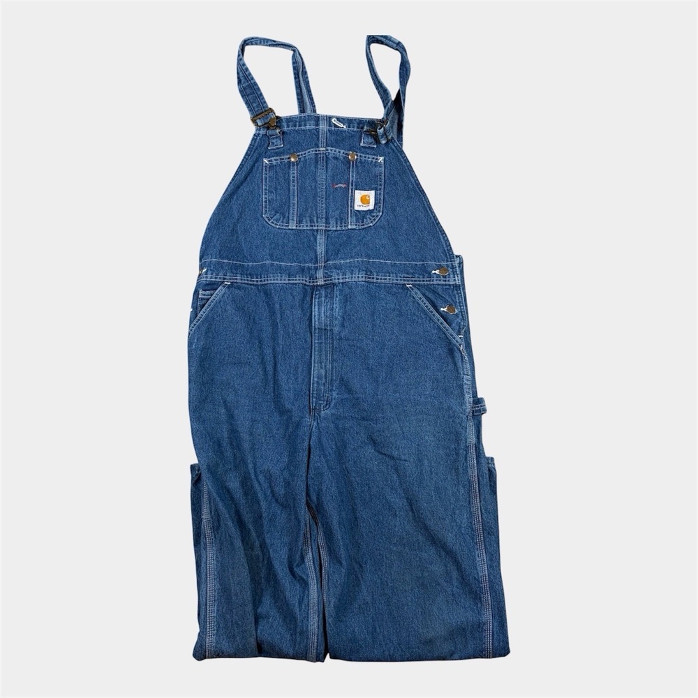 Carhartt Denim Overalls Mens 42x29 Blue Bib Carpenter Workware